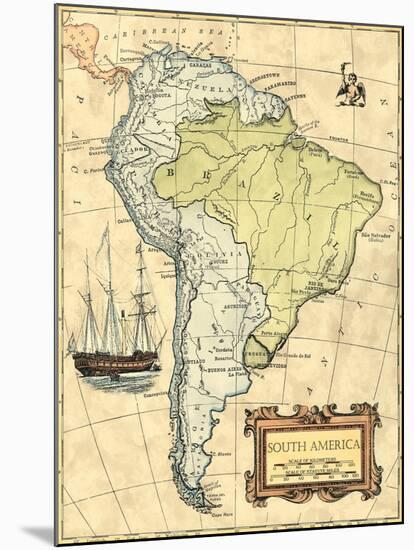 South America Map-Vision Studio-Mounted Art Print