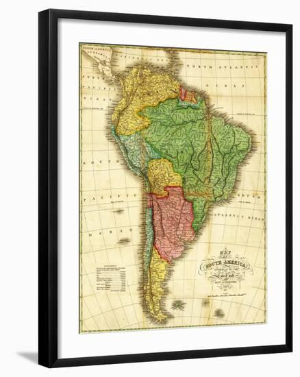 South America - Panoramic Map-Lantern Press-Framed Art Print