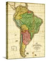 South America - Panoramic Map-Lantern Press-Stretched Canvas