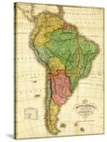 South America - Panoramic Map-Lantern Press-Stretched Canvas