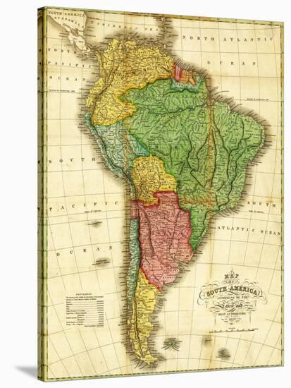 South America - Panoramic Map-Lantern Press-Stretched Canvas