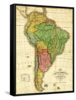 South America - Panoramic Map-Lantern Press-Framed Stretched Canvas