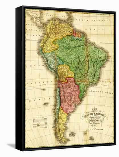 South America - Panoramic Map-Lantern Press-Framed Stretched Canvas