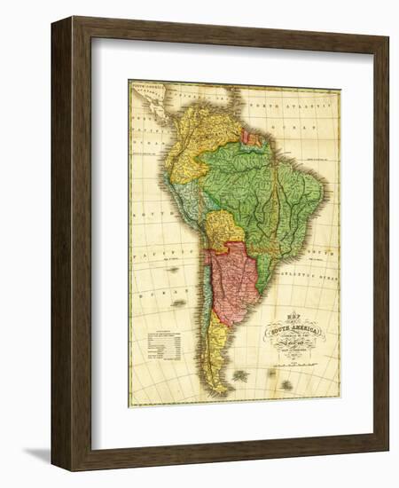 South America - Panoramic Map-Lantern Press-Framed Art Print