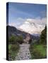 South America, Peru, Ancash, Yungay, Huascaran. View of the Yungay Church in Yungay Viejo-Alex Robinson-Stretched Canvas