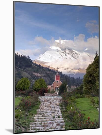 South America, Peru, Ancash, Yungay, Huascaran. View of the Yungay Church in Yungay Viejo-Alex Robinson-Mounted Photographic Print