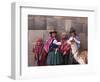 South America, Peru, Cusco. Quechua People in Front of An Inca Wall, Holding a Lamb and a Llama-Alex Robinson-Framed Photographic Print