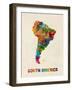 South America Watercolor Map-Michael Tompsett-Framed Art Print