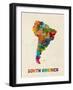 South America Watercolor Map-Michael Tompsett-Framed Art Print