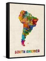 South America Watercolor Map-Michael Tompsett-Framed Stretched Canvas