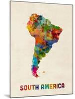 South America Watercolor Map-Michael Tompsett-Mounted Art Print