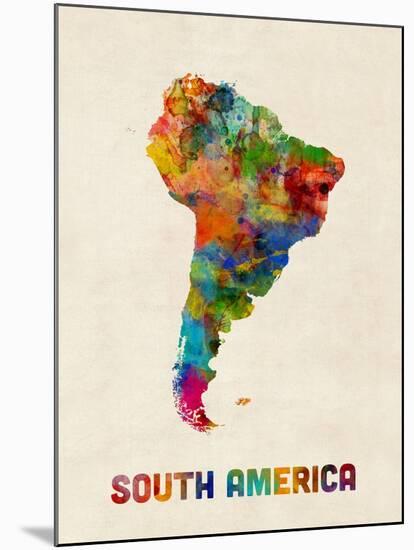 South America Watercolor Map-Michael Tompsett-Mounted Art Print