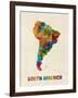 South America Watercolor Map-Michael Tompsett-Framed Art Print