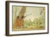 South American Indians Hunting Monkeys with Blowpipes-null-Framed Premium Giclee Print