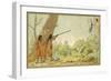 South American Indians Hunting Monkeys with Blowpipes-null-Framed Premium Giclee Print