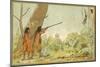 South American Indians Hunting Monkeys with Blowpipes-null-Mounted Premium Giclee Print