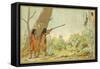 South American Indians Hunting Monkeys with Blowpipes-null-Framed Stretched Canvas