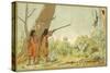 South American Indians Hunting Monkeys with Blowpipes-null-Stretched Canvas