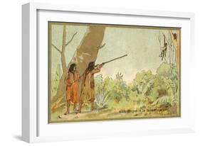 South American Indians Hunting Monkeys with Blowpipes-null-Framed Giclee Print