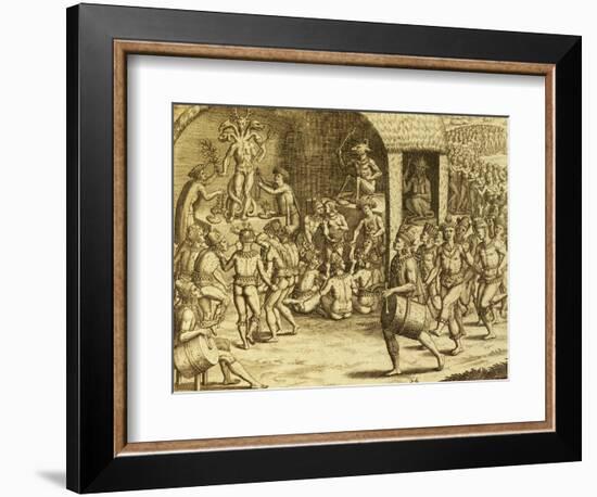 South American Indigenous Religious Rite, Engraving from Historia Americae-Theodor de Bry-Framed Giclee Print