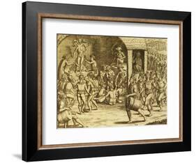 South American Indigenous Religious Rite, Engraving from Historia Americae-Theodor de Bry-Framed Giclee Print