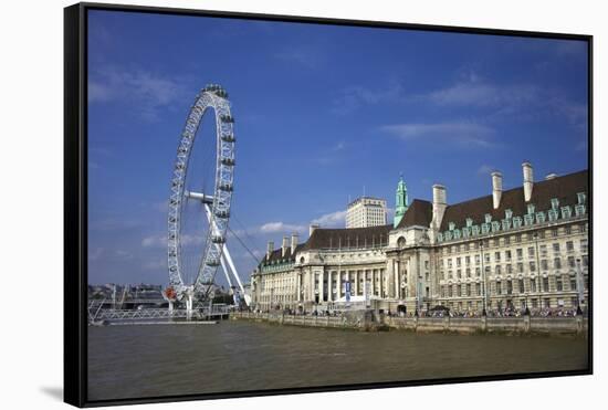 South Bank, London Eye, County Hall Along the Thames River, London, England-Marilyn Parver-Framed Stretched Canvas