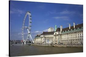 South Bank, London Eye, County Hall Along the Thames River, London, England-Marilyn Parver-Stretched Canvas