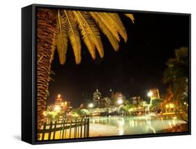 South Bank Parklands at Night, Brisbane, Queensland, Australia-David Wall-Framed Stretched Canvas