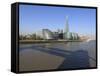 South Bank with City Hall, Shard London Bridge and More London Buildings, London, England-Amanda Hall-Framed Stretched Canvas