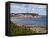 South Bay and Castle Hill from South Cliff Gardens, Scarborough, North Yorkshire, England, UK-Mark Sunderland-Framed Stretched Canvas