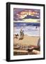 South Bay, California - Sunset Beach Scene-Lantern Press-Framed Art Print