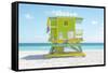 South Beach Lifeguard Chair 6th Street-Richard Silver-Framed Stretched Canvas