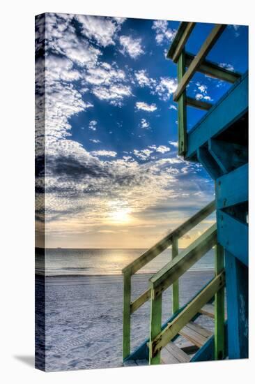 South Beach Miami: a Lifeguard Stand on South Beach During a Sunrise-Brad Beck-Stretched Canvas