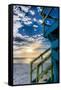 South Beach Miami: a Lifeguard Stand on South Beach During a Sunrise-Brad Beck-Framed Stretched Canvas