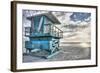 South Beach Miami: a Lifeguard Stand on South Beach During a Sunrise-Brad Beck-Framed Photographic Print