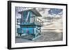 South Beach Miami: a Lifeguard Stand on South Beach During a Sunrise-Brad Beck-Framed Photographic Print