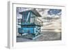 South Beach Miami: a Lifeguard Stand on South Beach During a Sunrise-Brad Beck-Framed Photographic Print