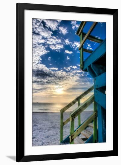 South Beach Miami: a Lifeguard Stand on South Beach During a Sunrise-Brad Beck-Framed Photographic Print