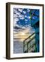 South Beach Miami: a Lifeguard Stand on South Beach During a Sunrise-Brad Beck-Framed Photographic Print