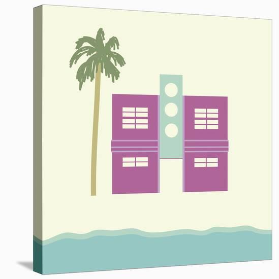 South Beach - Pink-Carly Lawrence-Stretched Canvas