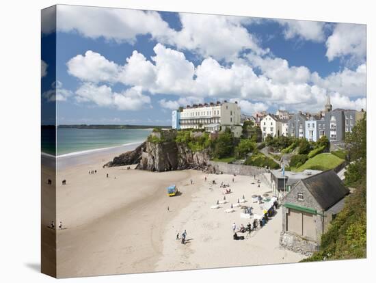 South Beach, Tenby, Pembrokeshire, Wales, United Kingdom, Europe-David Clapp-Stretched Canvas