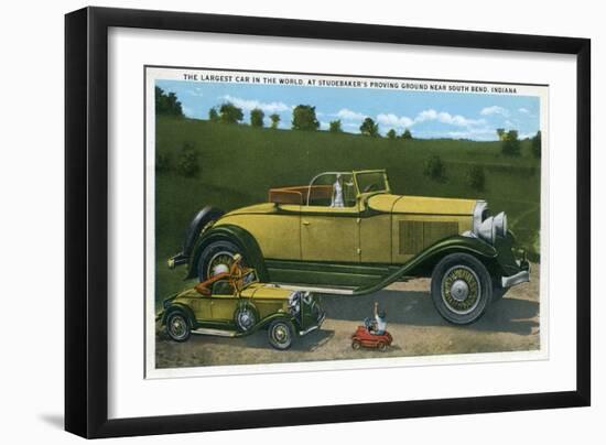 South Bend, Indiana - Largest Car in World, Studebaker Proving Grounds-Lantern Press-Framed Art Print