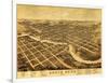 South Bend, Indiana - Panoramic Map-Lantern Press-Framed Art Print