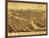 South Bend, Indiana - Panoramic Map-Lantern Press-Framed Art Print