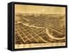 South Bend, Indiana - Panoramic Map-Lantern Press-Framed Stretched Canvas