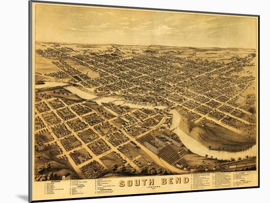 South Bend, Indiana - Panoramic Map-Lantern Press-Mounted Art Print