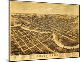 South Bend, Indiana - Panoramic Map-Lantern Press-Mounted Art Print