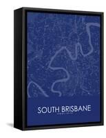 South Brisbane, Australia Blue Map-null-Framed Stretched Canvas