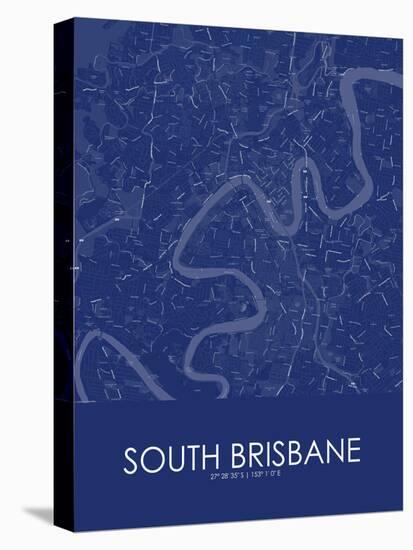 South Brisbane, Australia Blue Map-null-Stretched Canvas