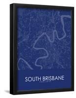 South Brisbane, Australia Blue Map-null-Framed Poster